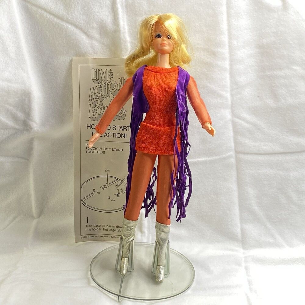 Live Action PJ Doll Outfit 1156 Original Touch N Go Stand Vintage Mattel Barbie